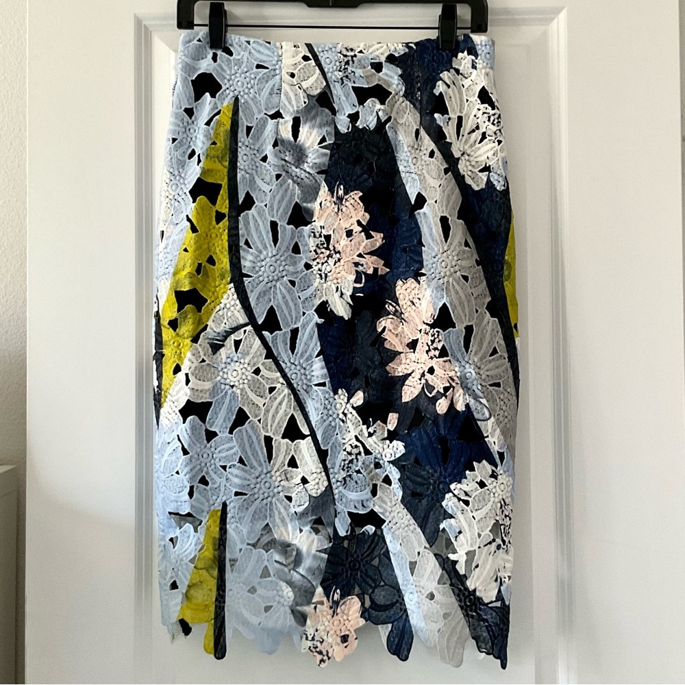 Bar III Printed Lace Midi Skirt